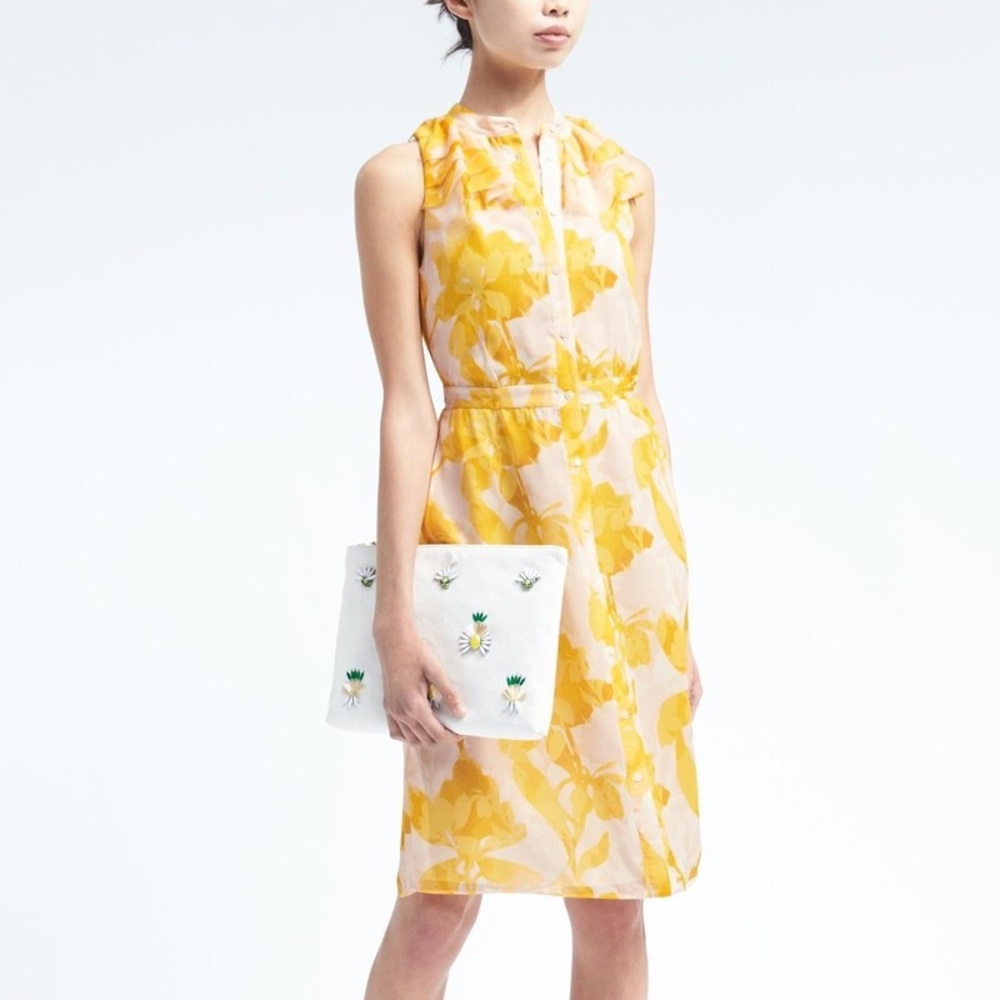 Banana Republic Yellow Floral Ruffle Dress